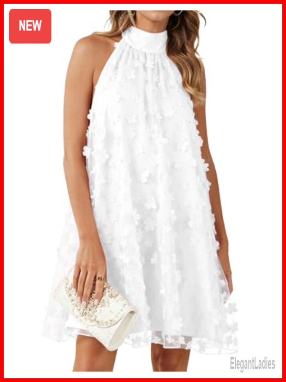 Women's Halter Floral Tulle A-Line Short Cocktail Dress for Bridal Shower
